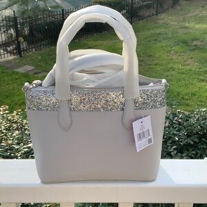 kate spade NWT Cream Satchel/Crossbody with Silver Glitter Trim NWT